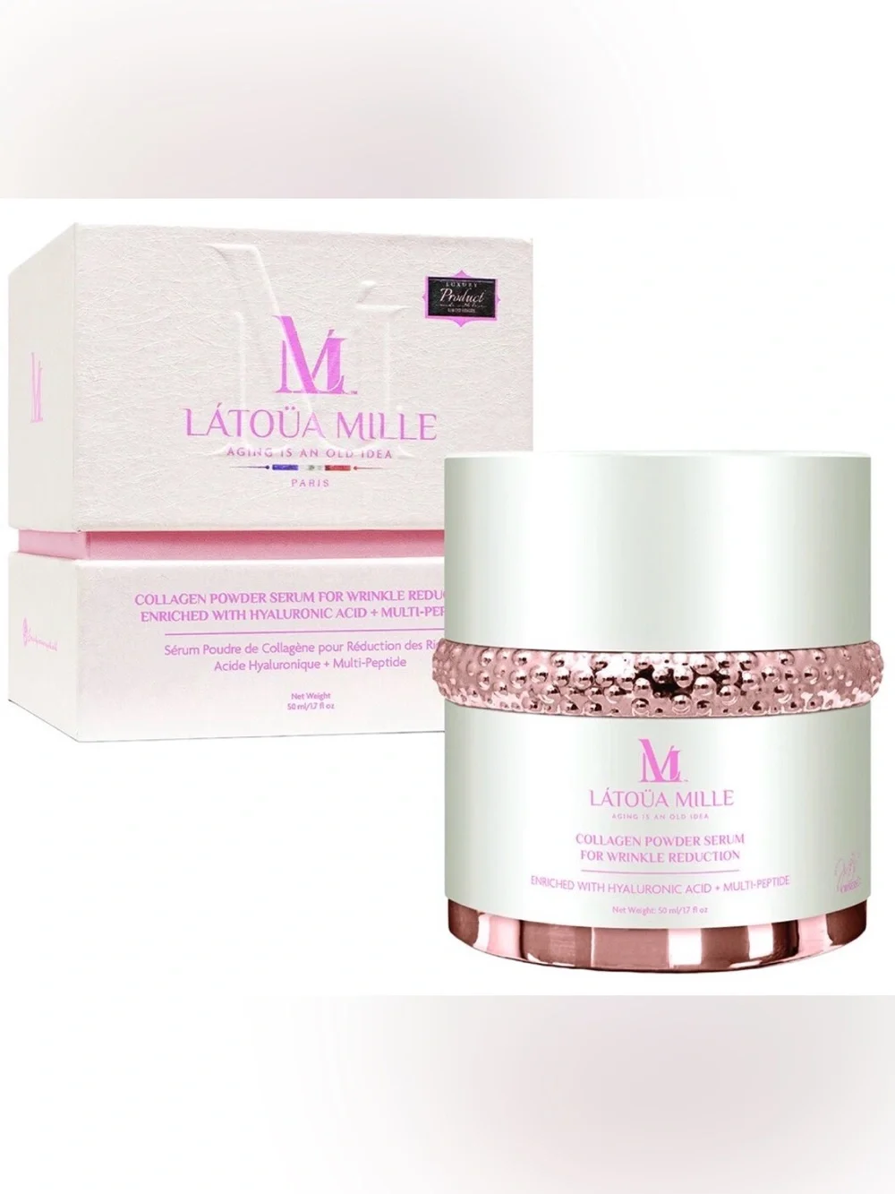 Latoua Mille Collagen Powder Serum for Wrinkle Reduction Hyaluronic Acid+Peptide
